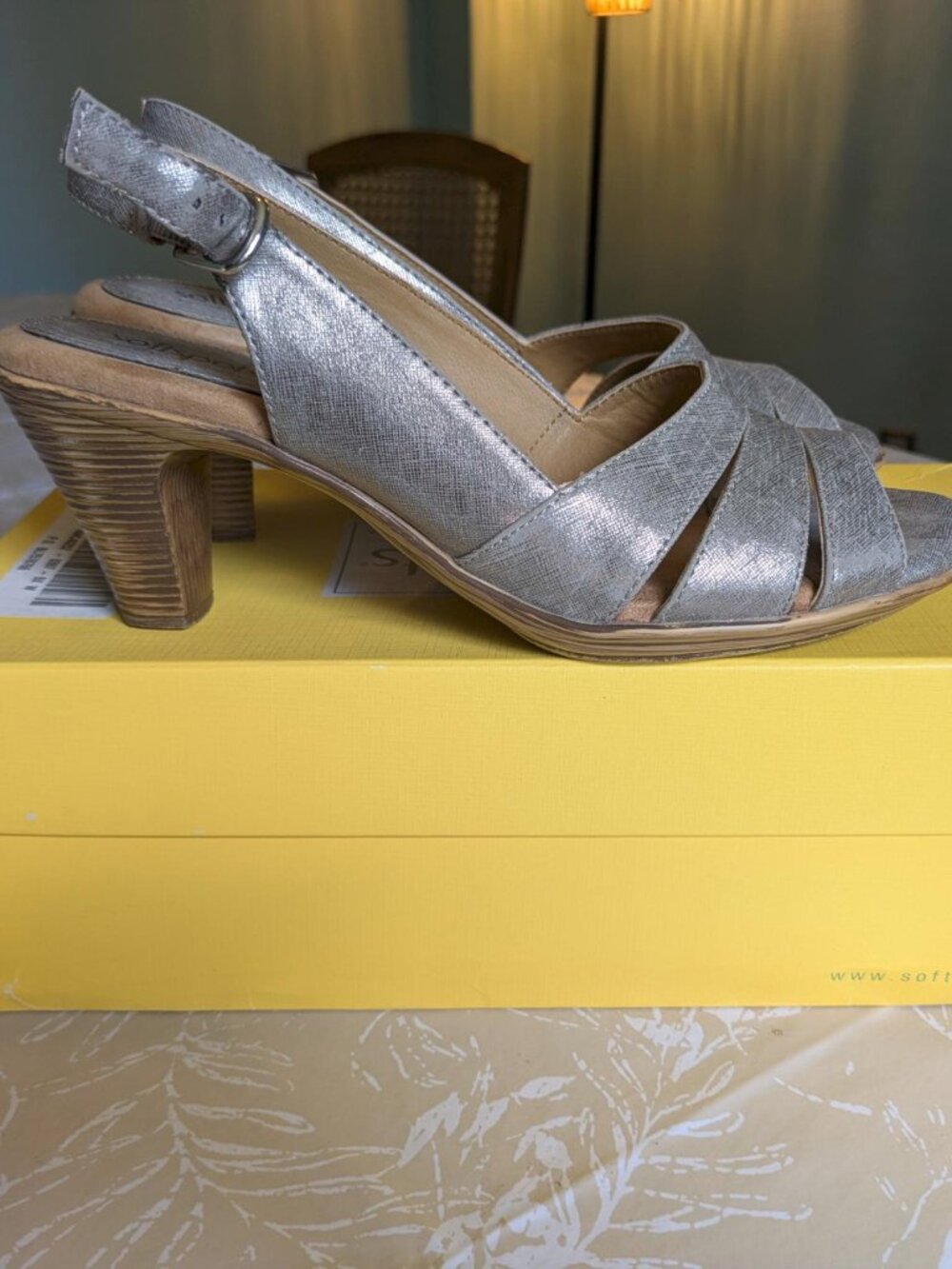 Softspots Women's Silver Strappy Sandal Slingback Heels - 9.5W